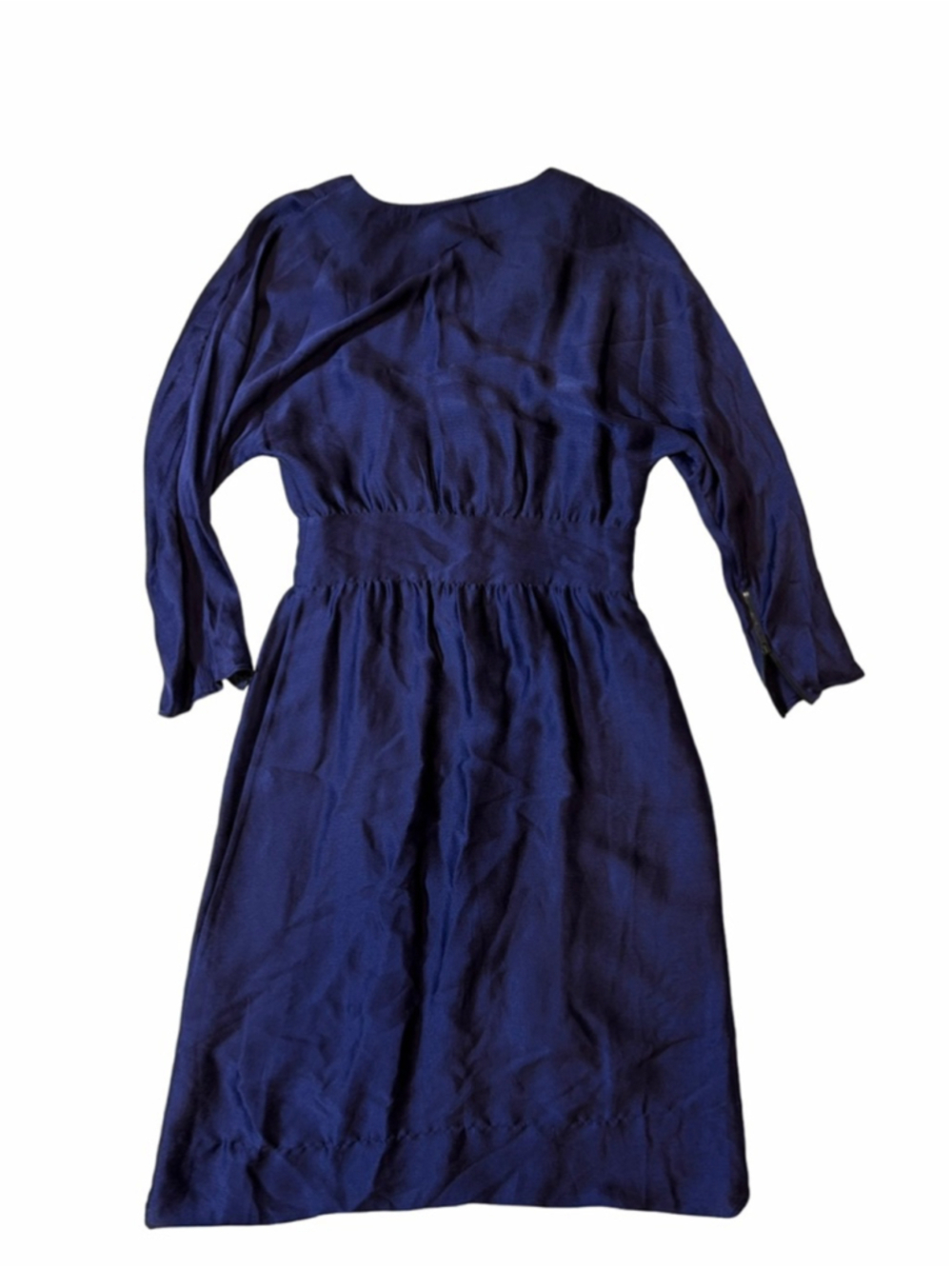 Geren Ford Jewel Tone 100% Silk Asymmetrical Zip Midi Dress S
